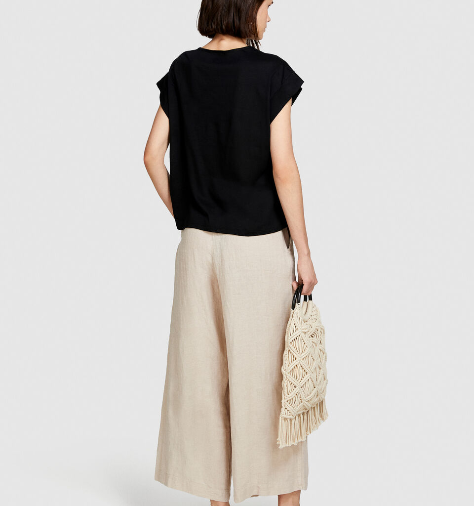 Slub t-shirt - women's short sleeve t-shirts - Black | Sisley image number 3